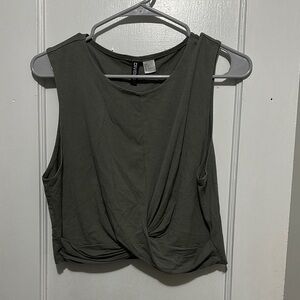 Charlotte Russe Dark Green Twist Front Crop Top